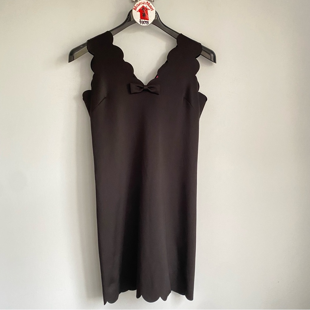 Betsey Johnson Black Scalloped Bow Dress Size 10